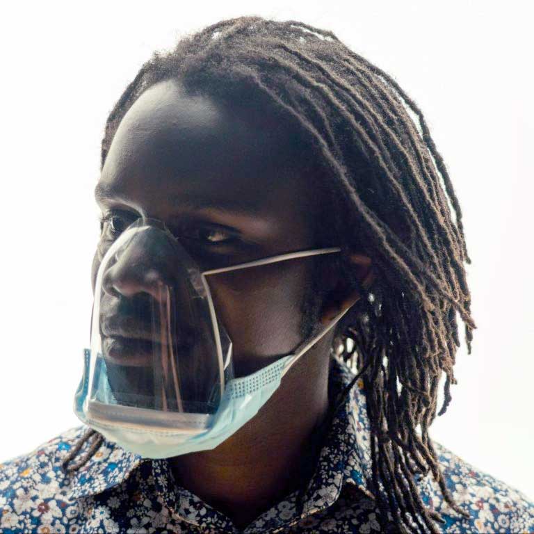 The upcycled BEcycle mask system is a lightweight reusable clear mask adapter combined with a certified face mask. The BEcycle mask is a work in progress.